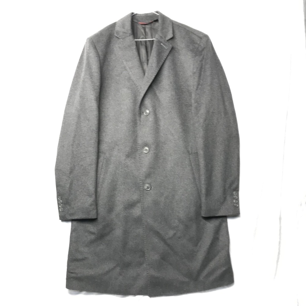 Pronto Uomo‎ Lined Interior Pea Coat Men's Size Large 42L Gray Wool Blend gray